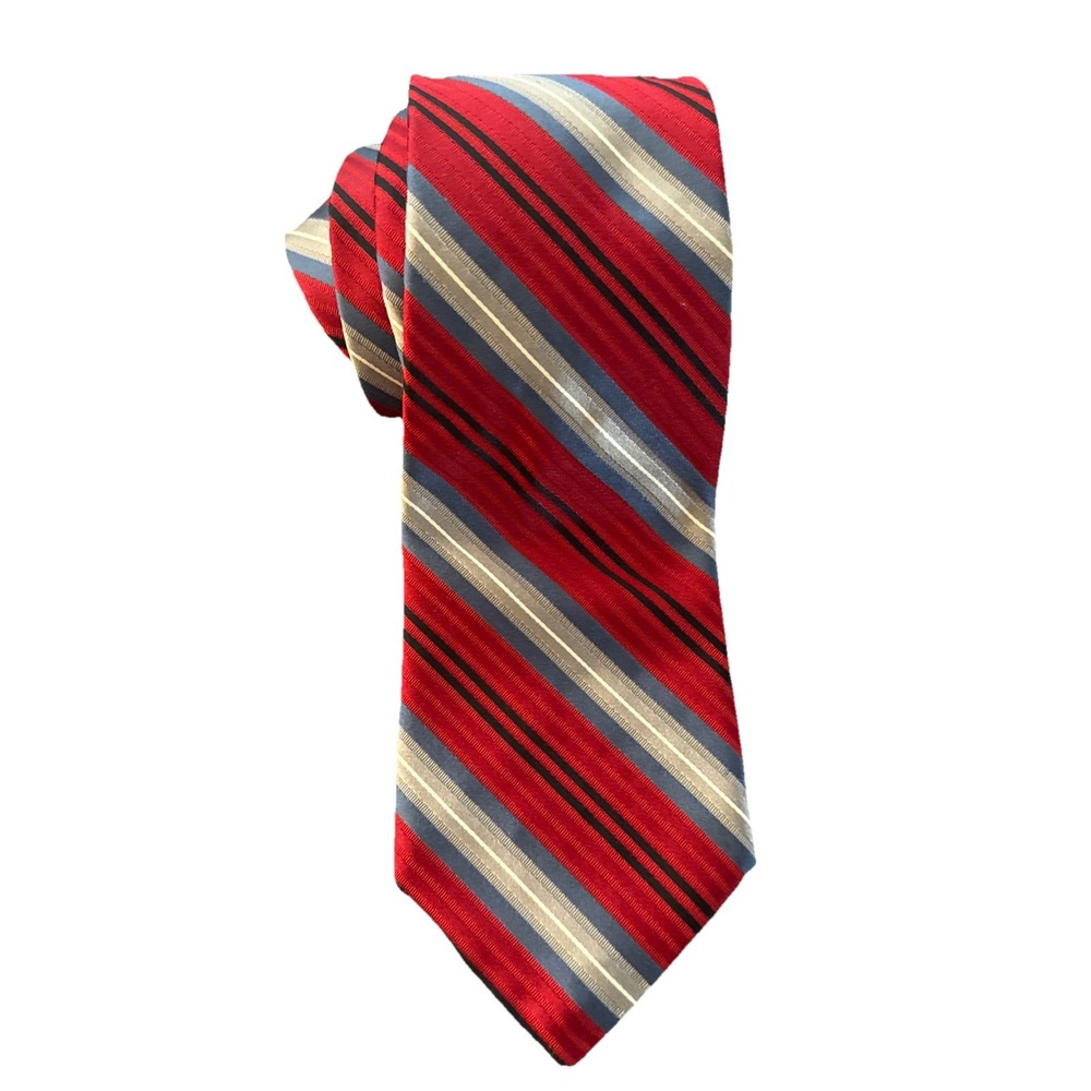 Robert Talbott Best of Class Red Striped Silk Tie Hand Made in USA 58x4